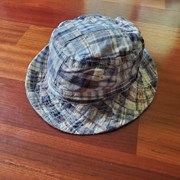 Baby Gap Blue/Gray Plaid Beach Hat 12-18 Months - Picture 10 of 14